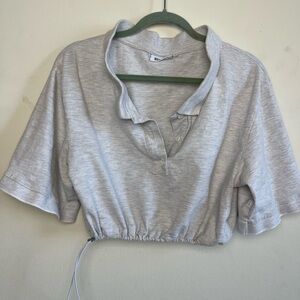 Weekday Light Gray Collared Crop Top